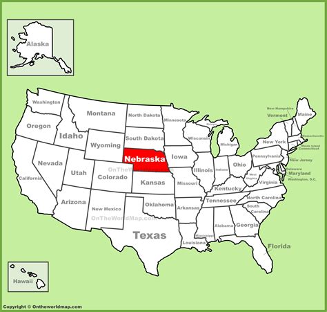 Map showing Nebraska